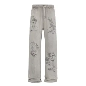 American Retro Bootcut Hand-Painted Jeans