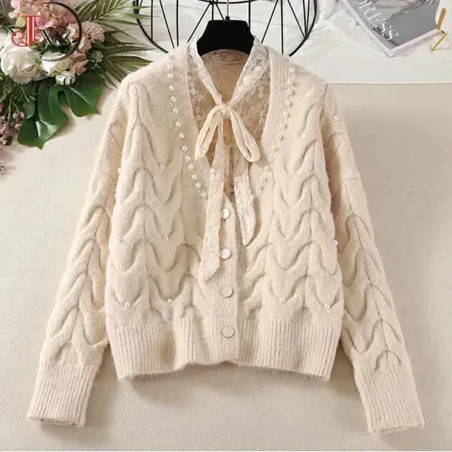 Beaded Casual Women Cardigan Sweaters