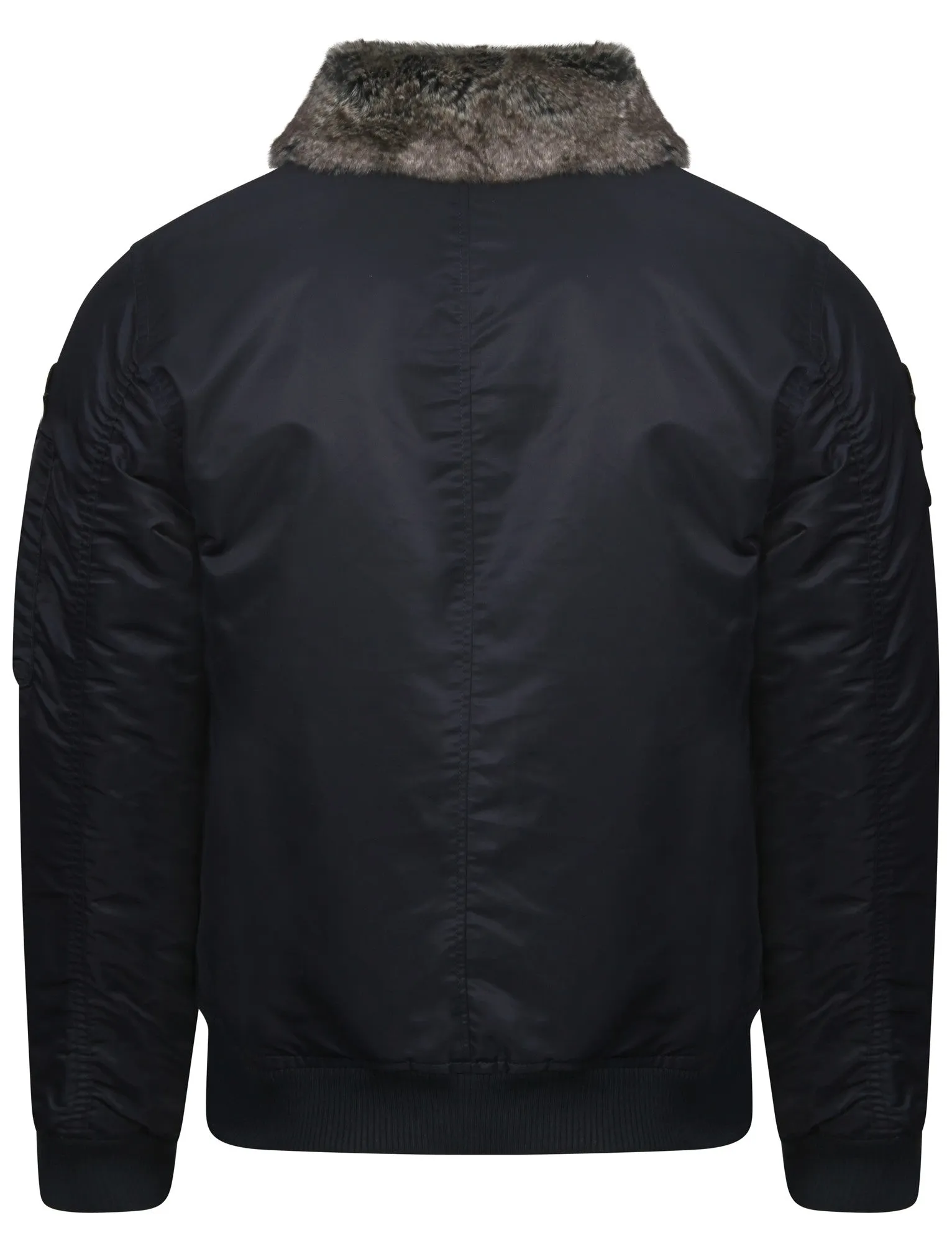 Benning Aviator Bomber Jacket With Fur Collar In True Navy - Tokyo Laundry