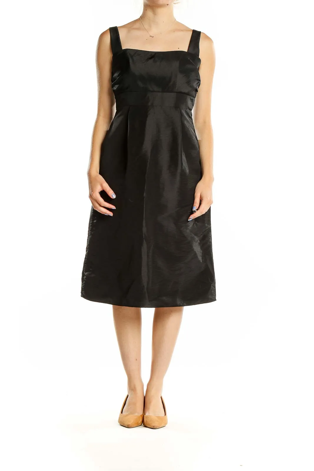 Black Acetate Sleeveless Midi Dress