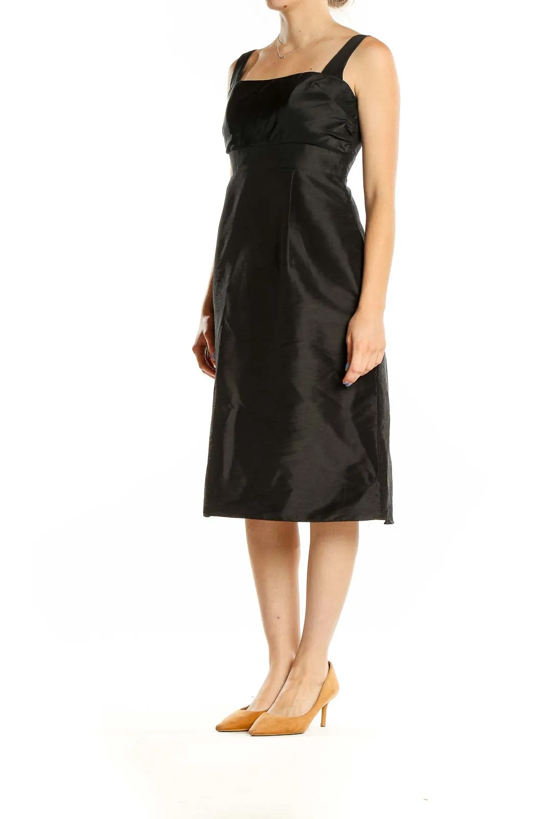 Black Acetate Sleeveless Midi Dress