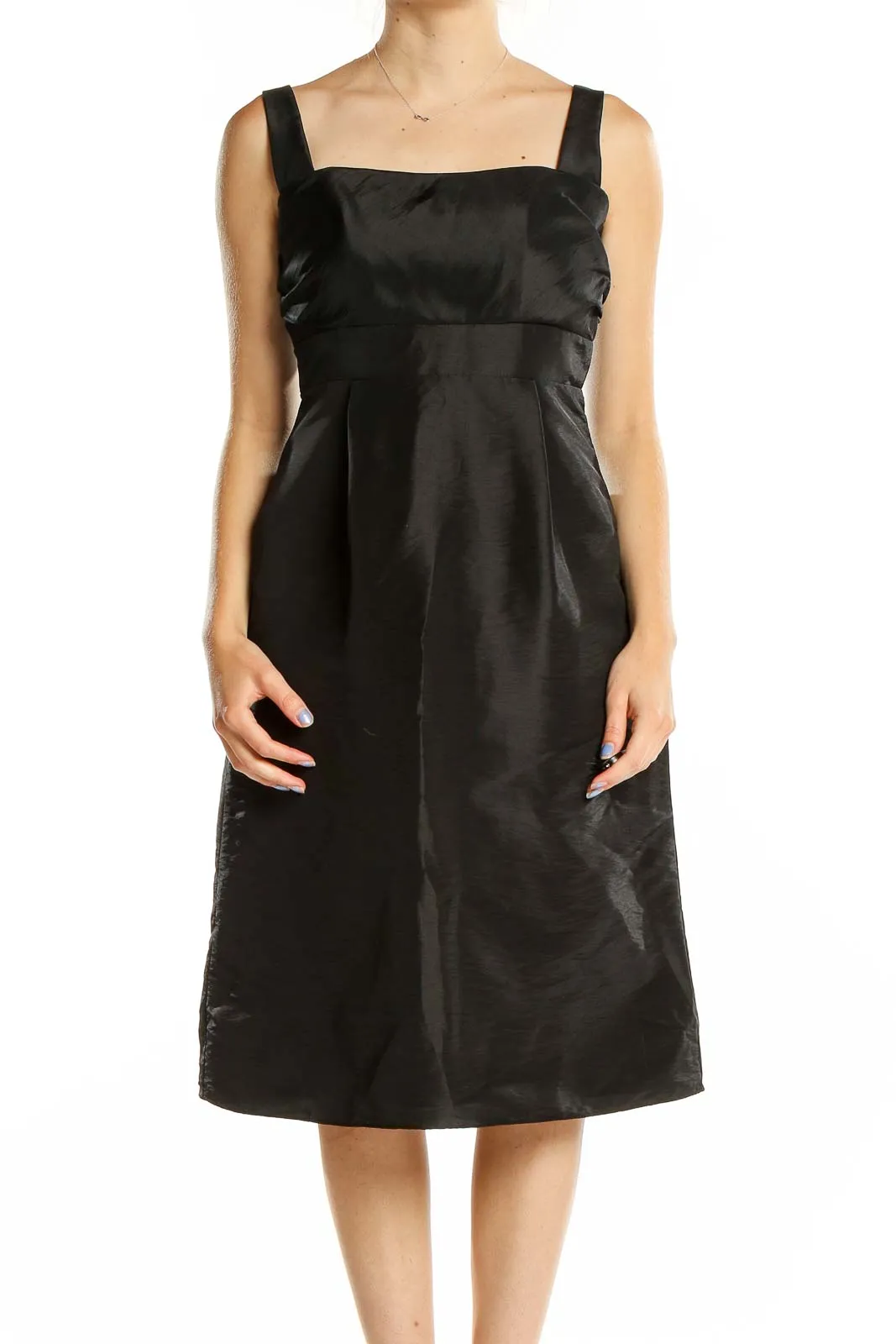 Black Acetate Sleeveless Midi Dress