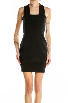 Black Sleek Halter Mini Dress