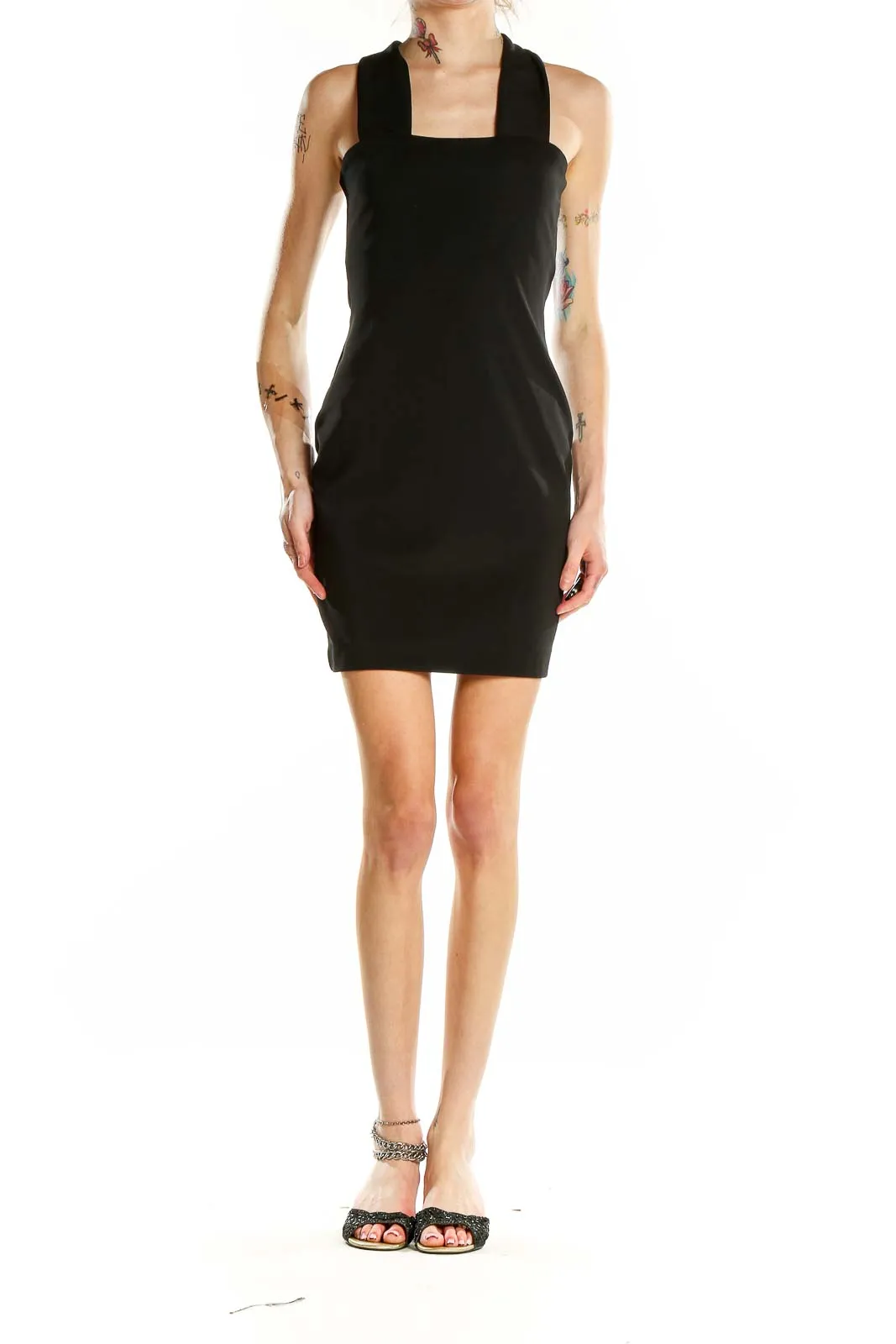 Black Sleek Halter Mini Dress