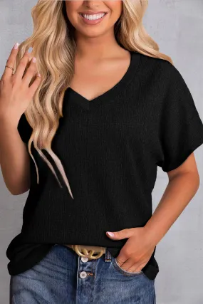 Black V-Neck Short Sleeve T-Shirt