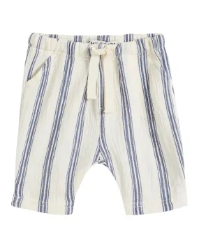 Blue Striped Cotton Harem Pants