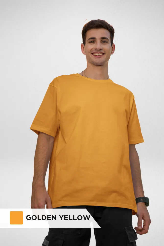 Bottle Green and Golden Yellow Oversized T-Shirts Combo for Men