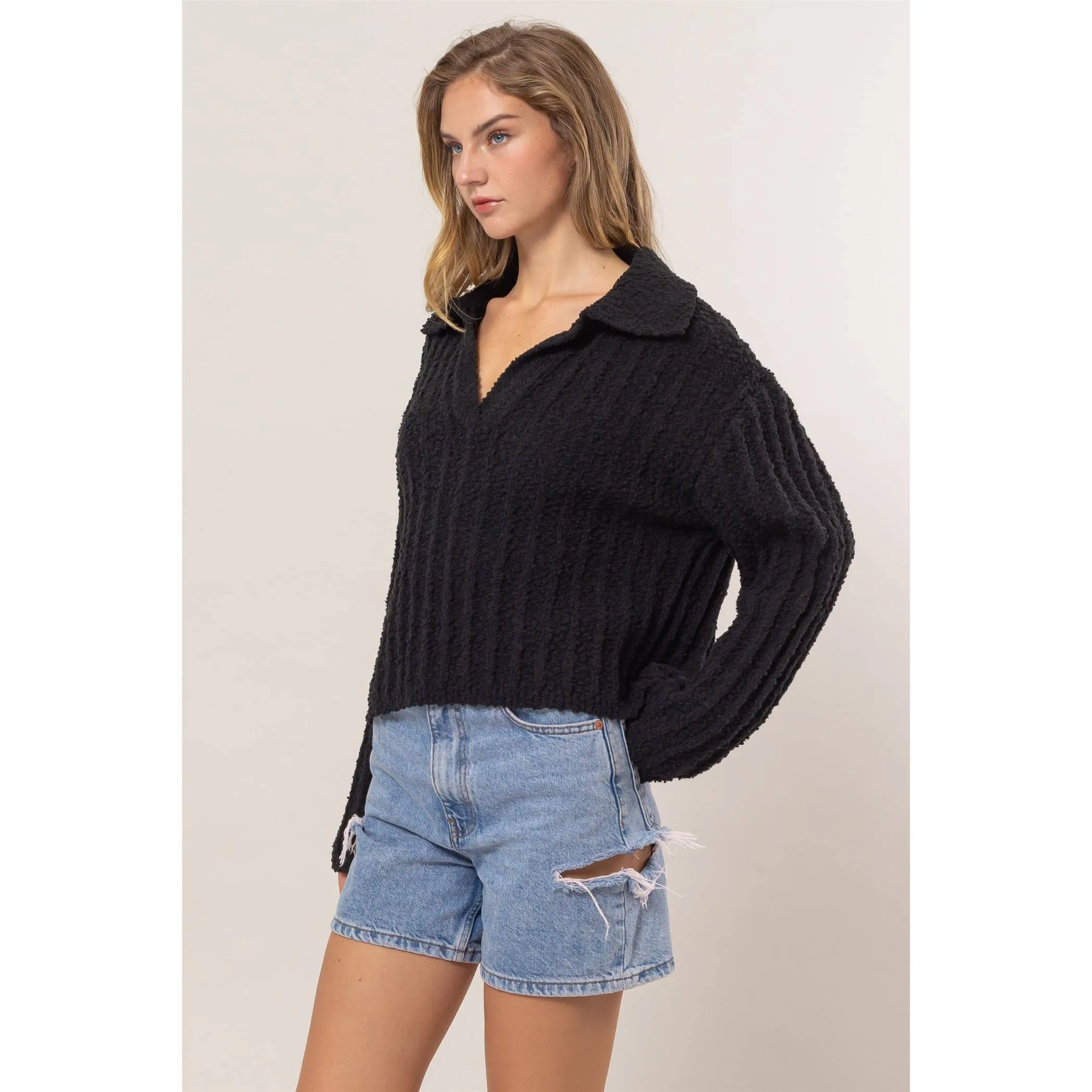 Boucle Collared Sweater