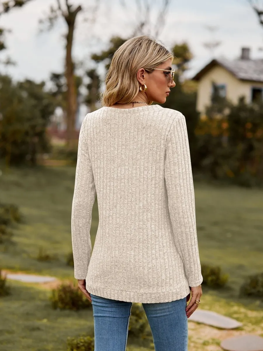 Classic Chic Ribbed V-Neck Sweater