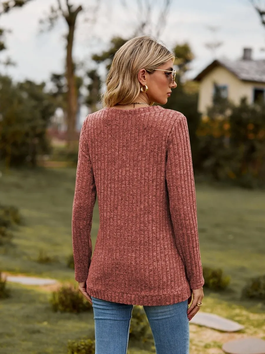 Classic Chic Ribbed V-Neck Sweater