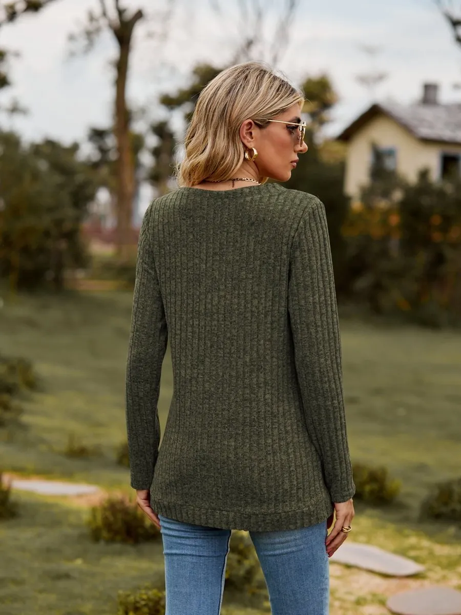 Classic Chic Ribbed V-Neck Sweater