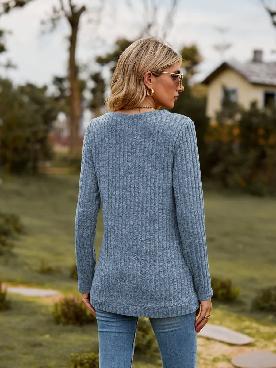 Classic Chic Ribbed V-Neck Sweater