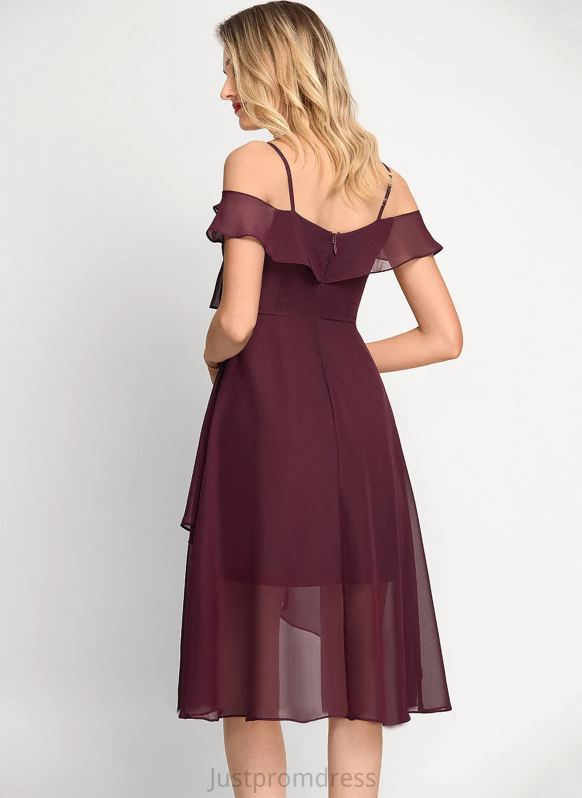 Cocktail Dresses Off-the-Shoulder Dress Cocktail Emily Chiffon Asymmetrical A-Line