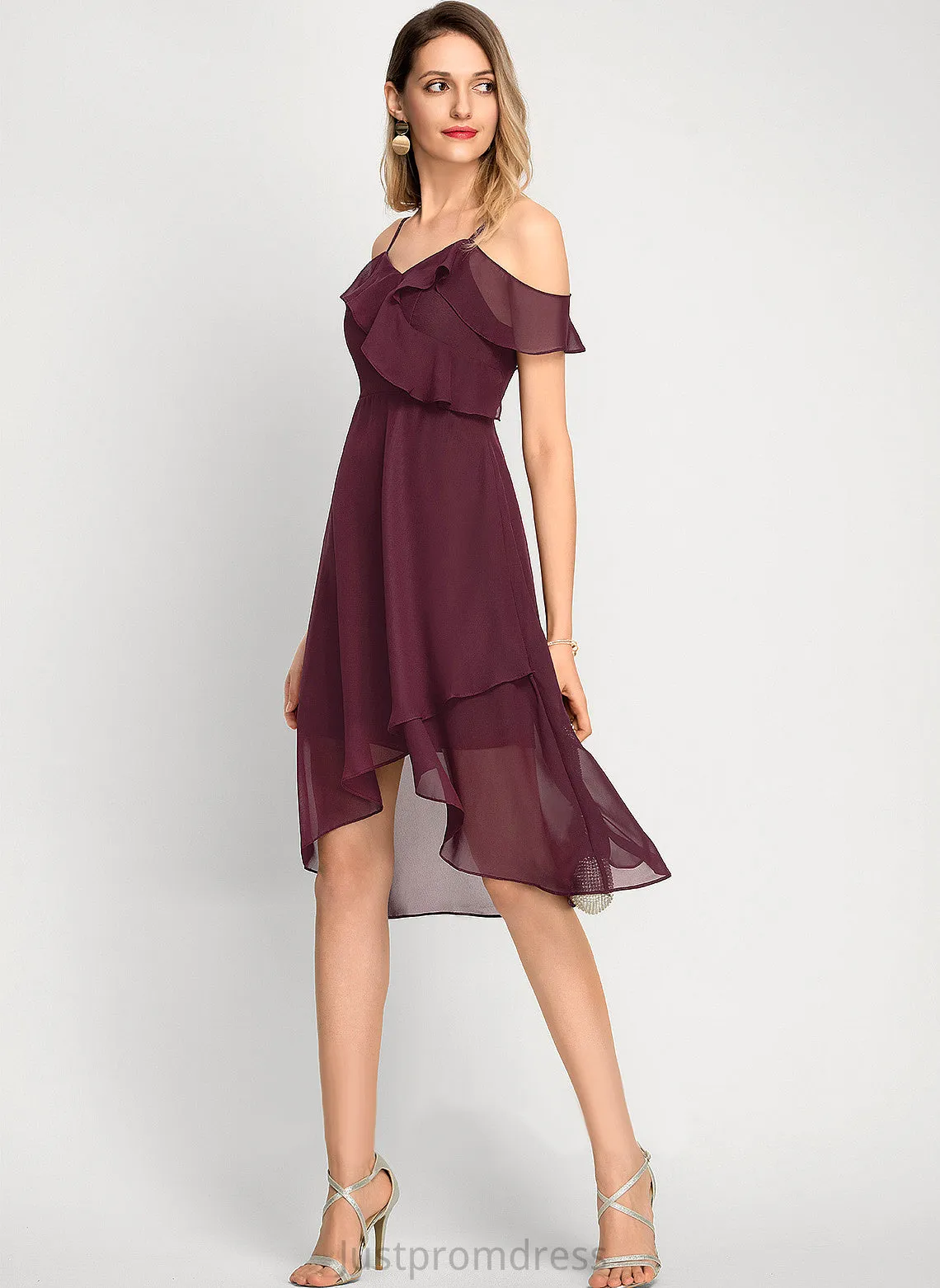 Cocktail Dresses Off-the-Shoulder Dress Cocktail Emily Chiffon Asymmetrical A-Line