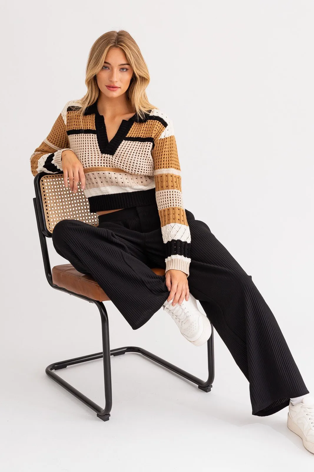 Collared V-Neck Sweater