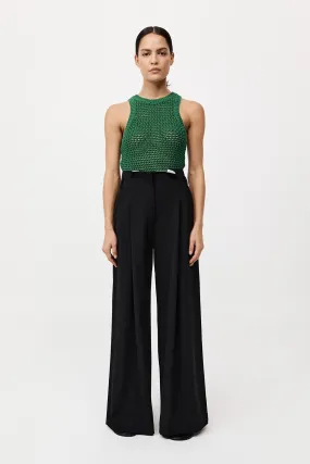 Cotton Paperbag Waist Trousers - Black