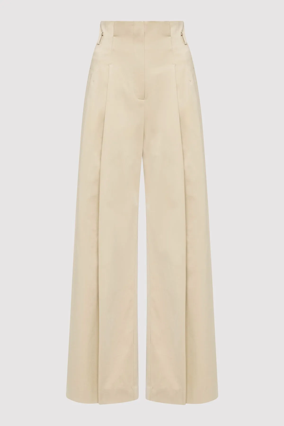 Cotton Paperbag Waist Trousers - Champagne