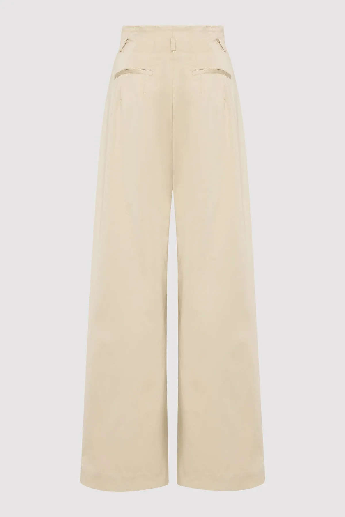 Cotton Paperbag Waist Trousers - Champagne