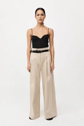 Cotton Paperbag Waist Trousers - Champagne