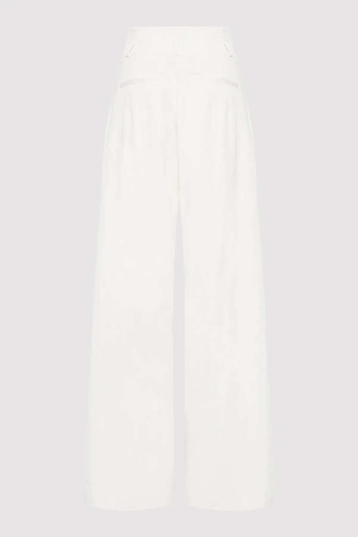 Cotton Paperbag Waist Trousers - Off White