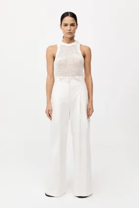 Cotton Paperbag Waist Trousers - Off White