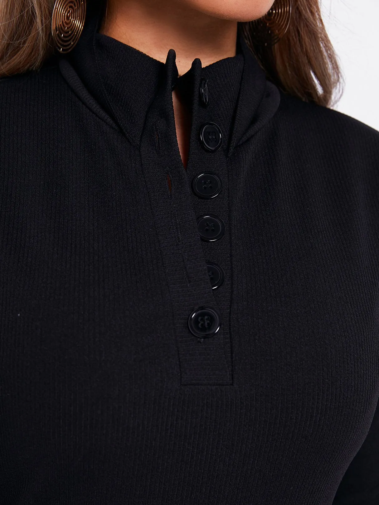 Custom Lapel Collar Plain Side Pockets Long Sleeve Black T-Shirts