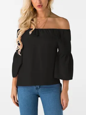 Custom Off The Shoulder Plain 3/4 Sleeve T-Shirts