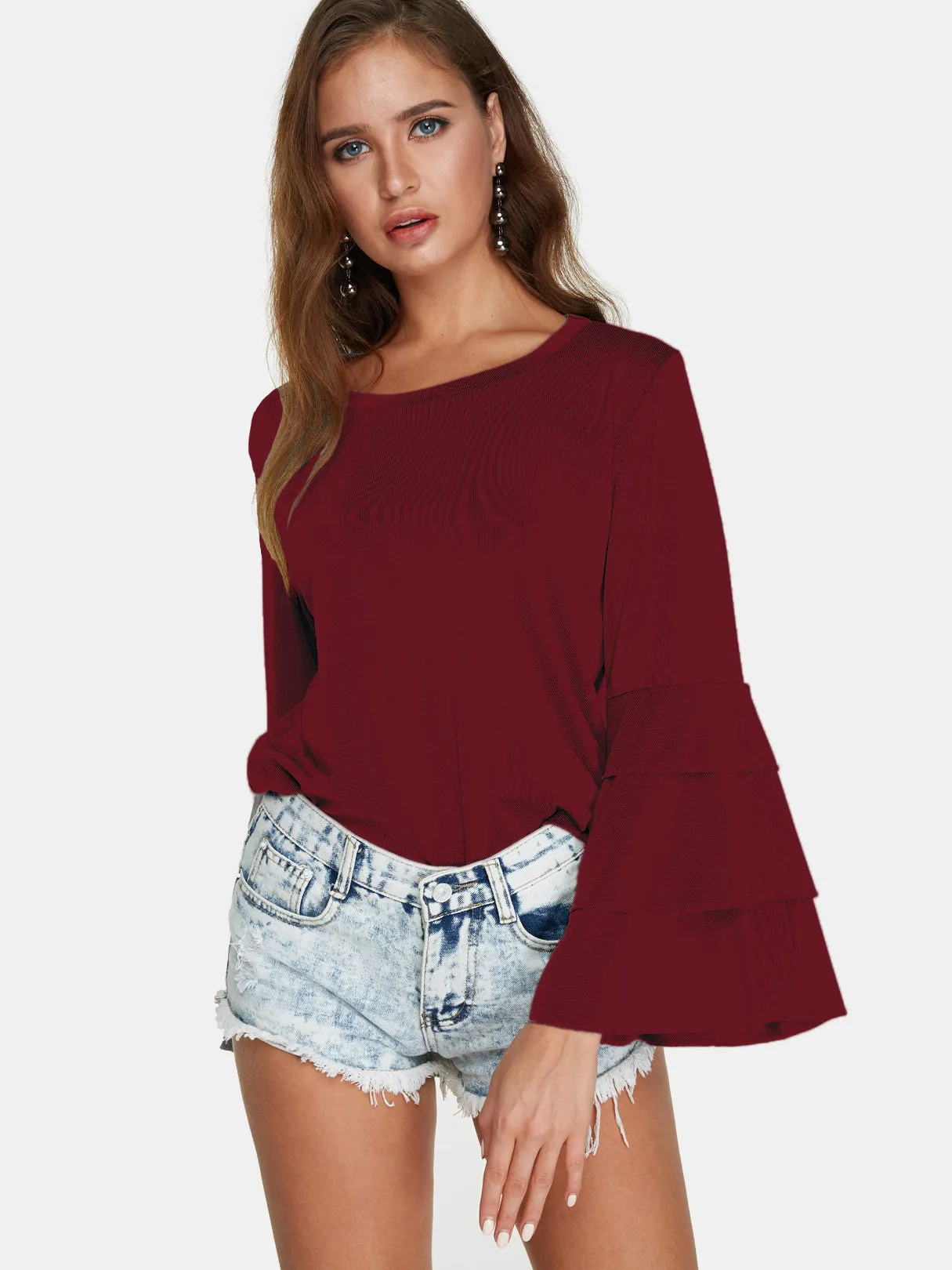 Custom Round Neck Plain Long Sleeve Fashion Tee