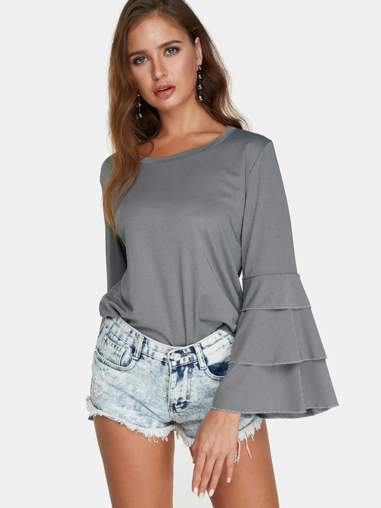 Custom Round Neck Plain Long Sleeve Fashion Tee