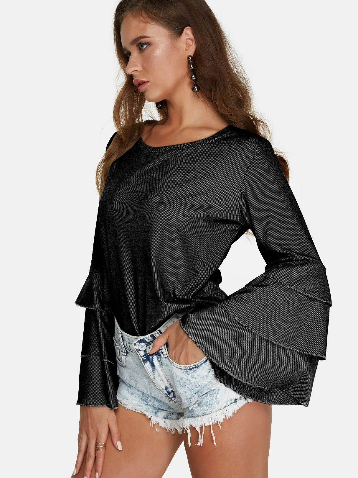 Custom Round Neck Plain Long Sleeve Fashion Tee