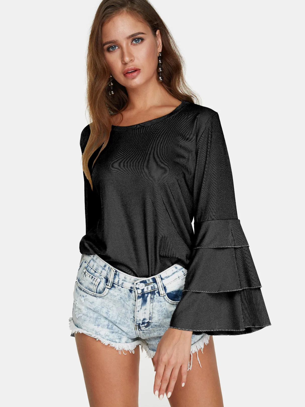 Custom Round Neck Plain Long Sleeve Fashion Tee