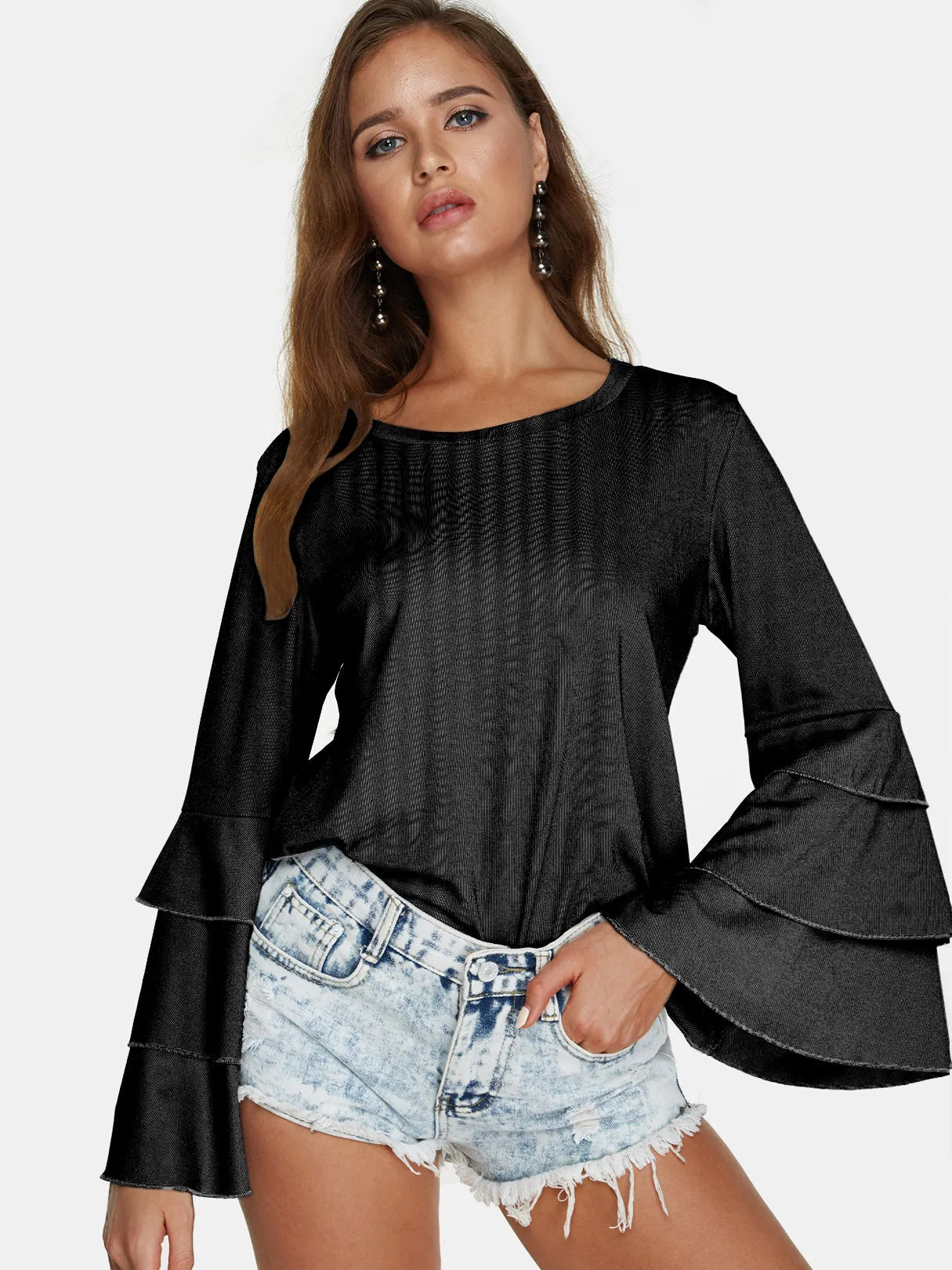 Custom Round Neck Plain Long Sleeve Fashion Tee