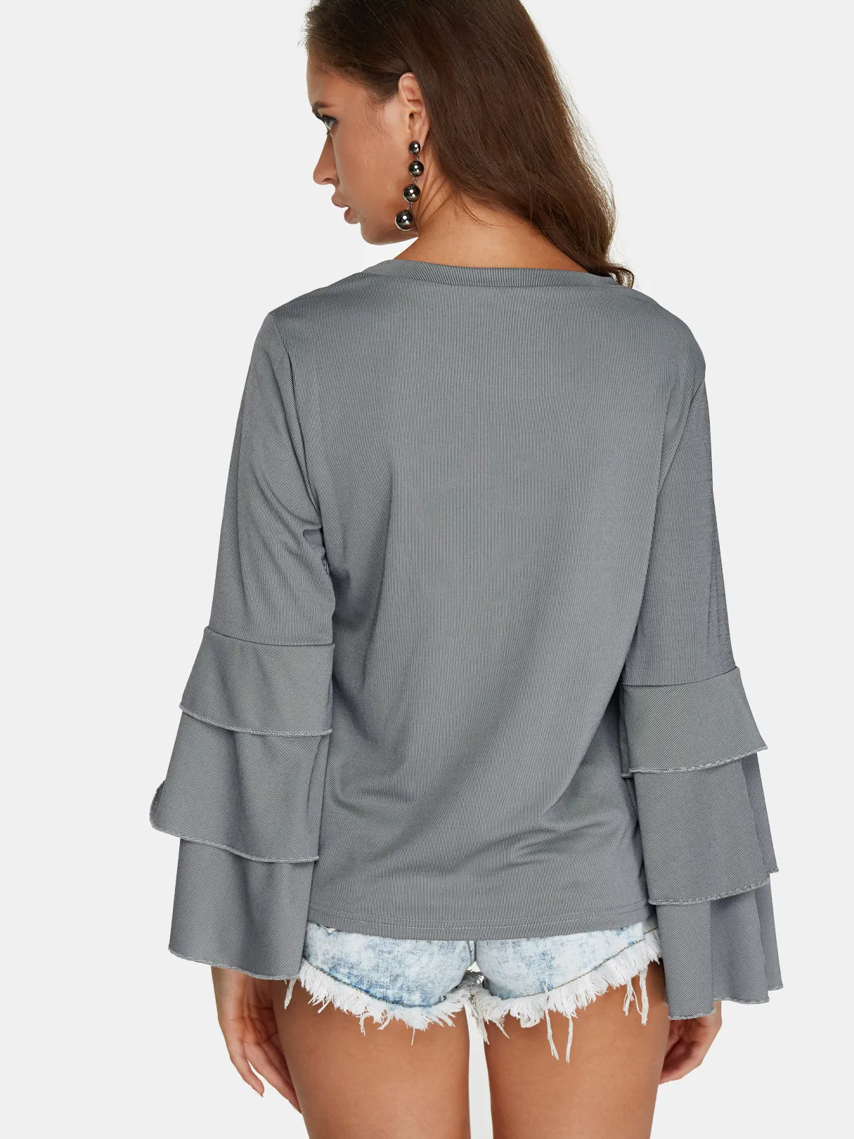 Custom Round Neck Plain Long Sleeve Fashion Tee