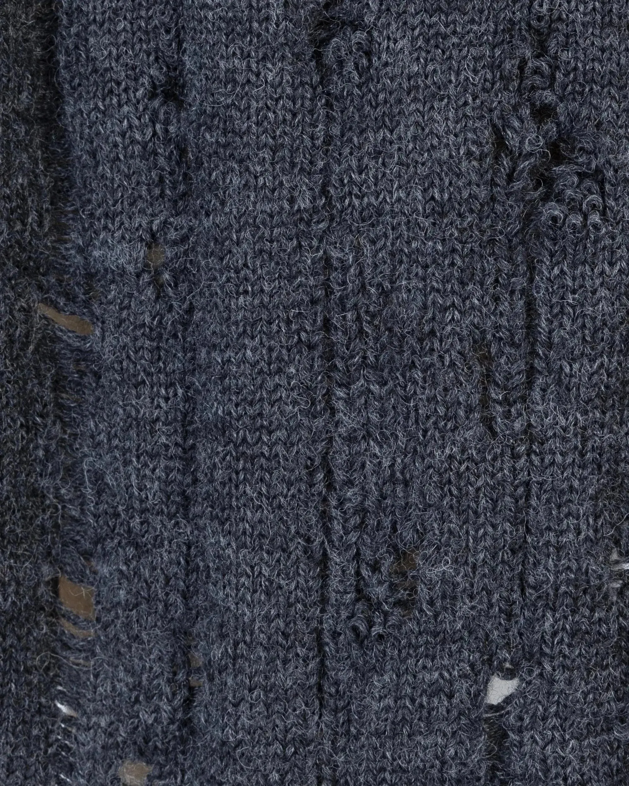 Distressed Wool V-Neck Sweater