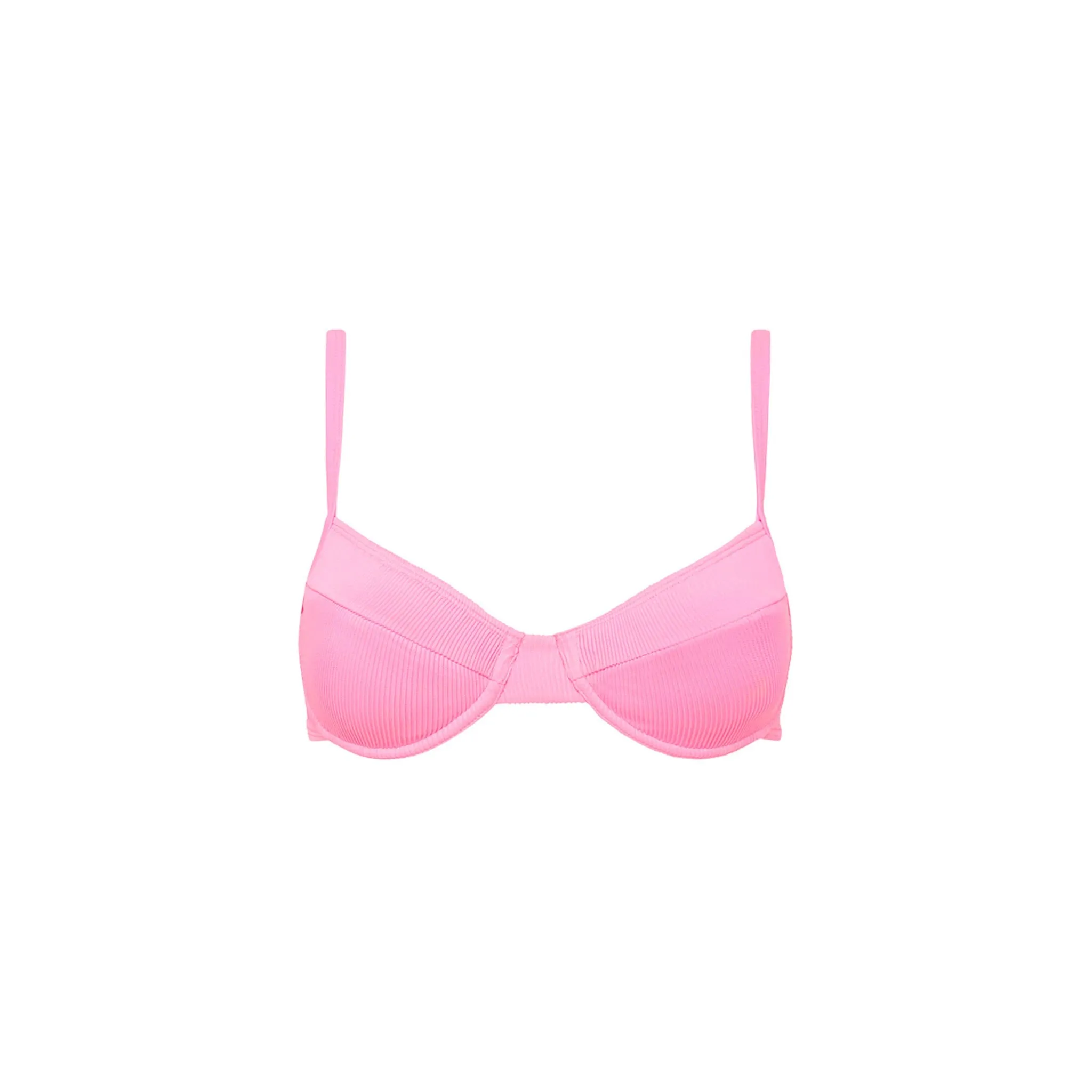 Ditzy Underwire Bra Bikini Top - Taffy Pink Ribbed