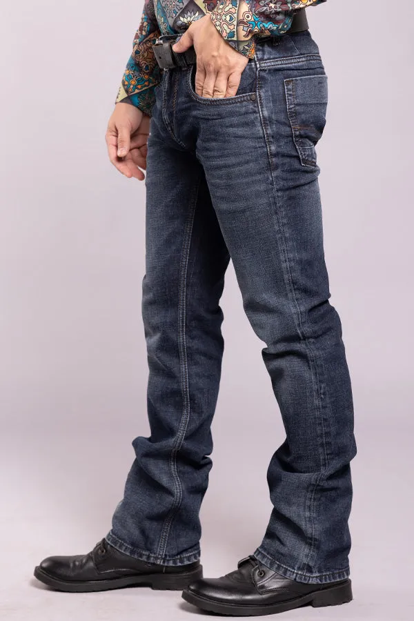 Dk Blue 5 Pocket Slim Fit Low-Rise Boot Leg Jeans