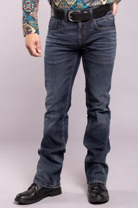 Dk Blue 5 Pocket Slim Fit Low-Rise Boot Leg Jeans