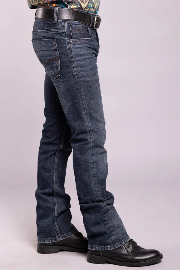 Dk Blue 5 Pocket Slim Fit Low-Rise Boot Leg Jeans