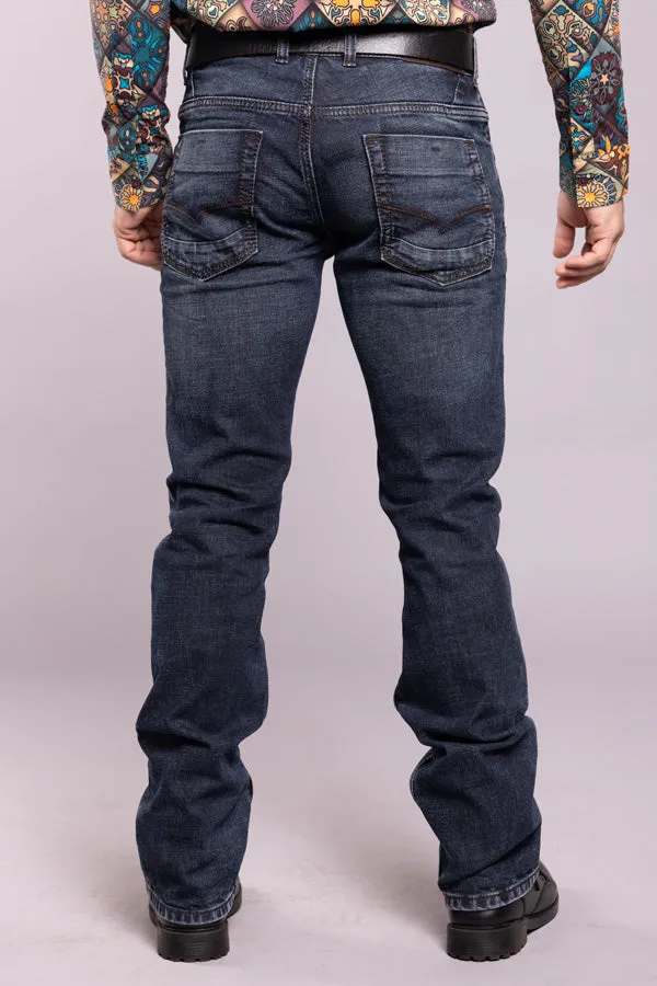 Dk Blue 5 Pocket Slim Fit Low-Rise Boot Leg Jeans