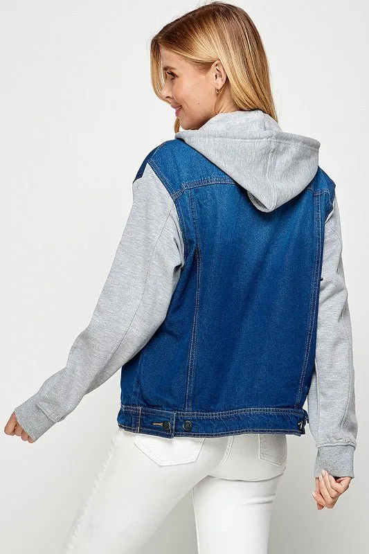 Dual Style Denim Hybrid Hoodie Jacket