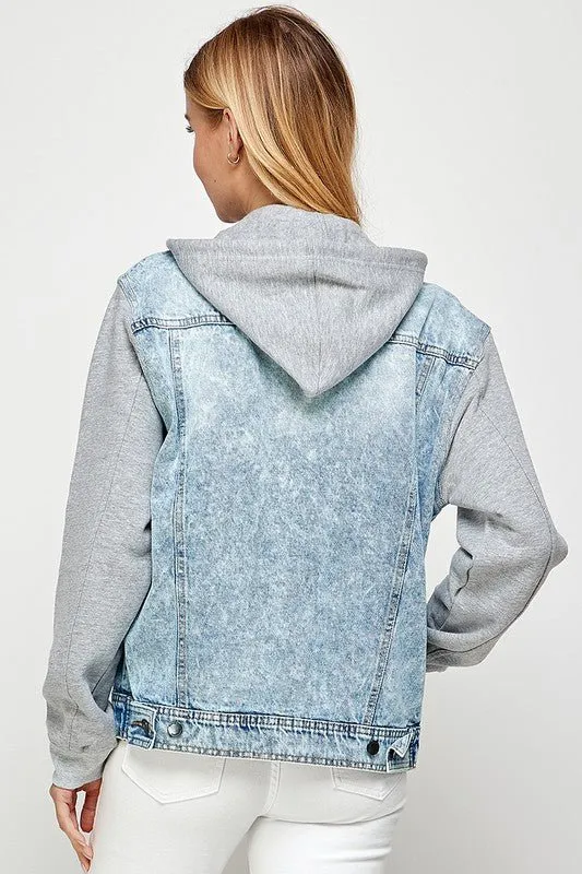 Dual Style Denim Hybrid Hoodie Jacket