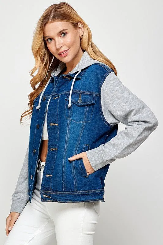 Dual Style Denim Hybrid Hoodie Jacket