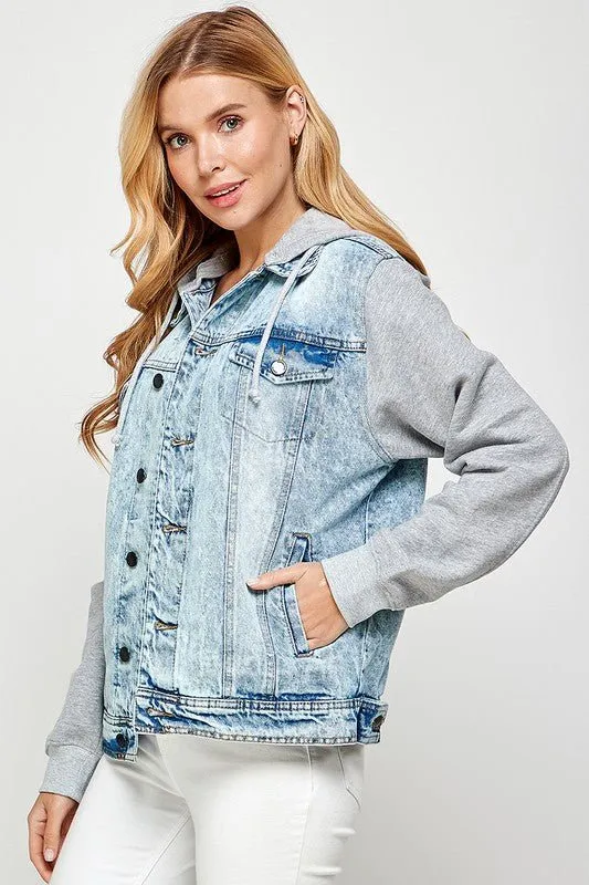 Dual Style Denim Hybrid Hoodie Jacket