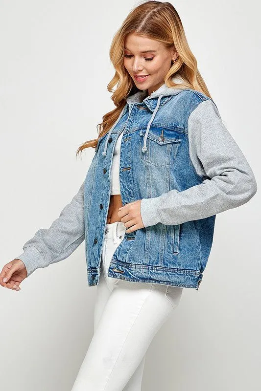 Dual Style Denim Hybrid Hoodie Jacket