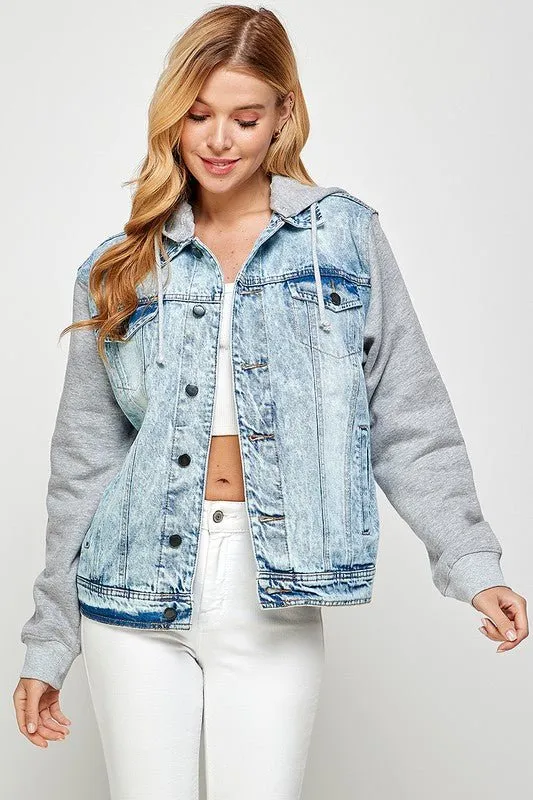 Dual Style Denim Hybrid Hoodie Jacket