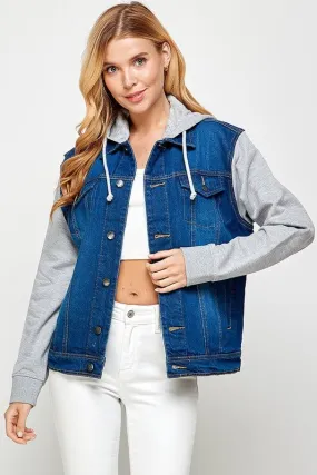 Dual Style Denim Hybrid Hoodie Jacket