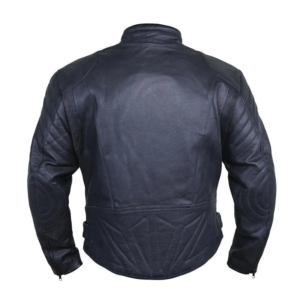 Elegant Coal Leather Racer Jacket