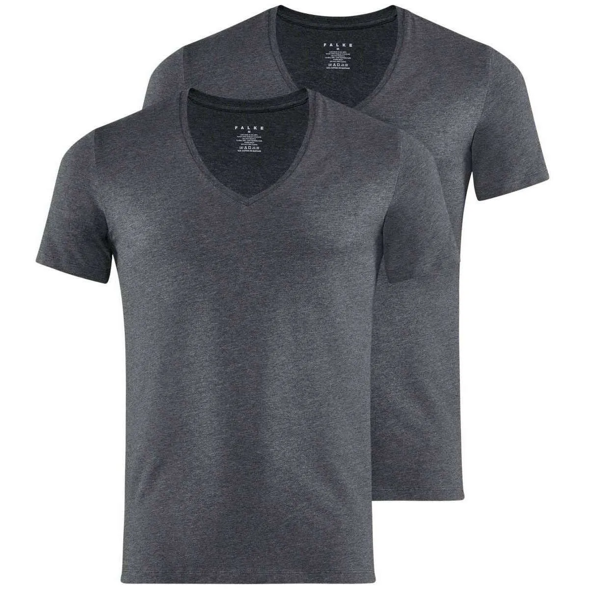 Falke Daily Comfort Deep V-Neck 2 Pack T-Shirt - Dark Grey Heather