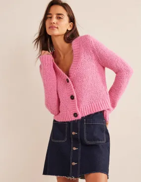 Fluffy Open Stitch Cardigan-Candy Floss Pink