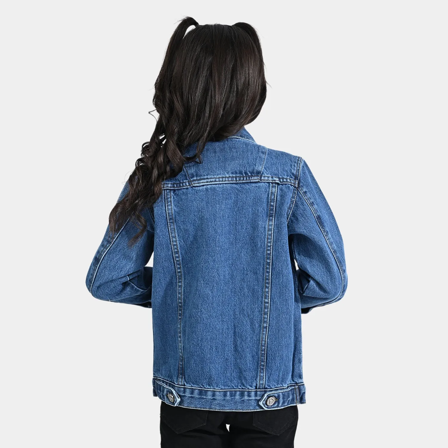 Girls Denim rigid Woven Jacket Basic-Mid Blue